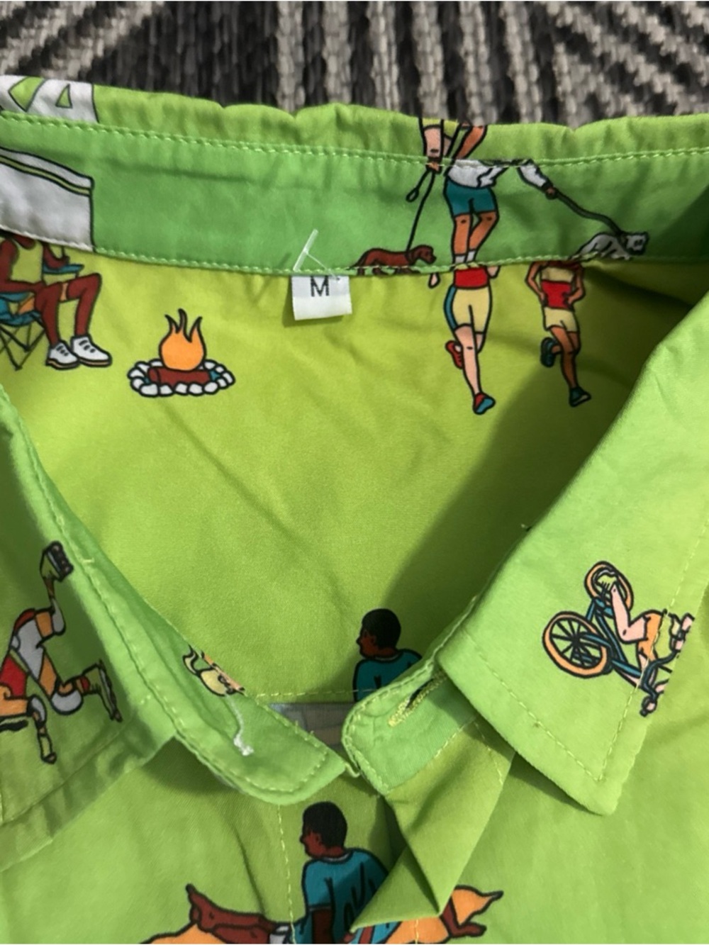 Rare- Hoka Hawaiian Button Up Medium Short Sleeve Beach Fly Human Fly - Picture 3 of 7